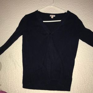 navy blue quarter sleeve cardigan